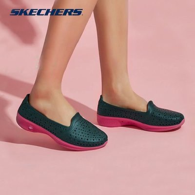 100原廠％Skechers斯凱奇女鞋鏤空透氣洞洞鞋一腳蹬軟底防滑沙灘涼鞋14690