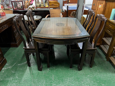 二手家具全省估價(集穎全新/二手家具)--收藏級黑檀/柚木全實木餐桌椅 1桌4椅 R-3041006