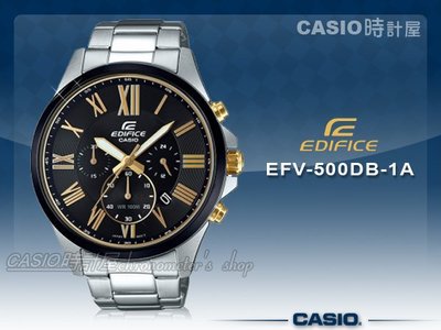 CASIO 卡西歐 手錶 專賣店 時計屋 CASIO EDIFICE EFV-500DB-1A 男錶 指針錶 不鏽鋼錶帶