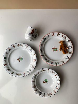 【二手】皇家哥本哈根｜Julius自行車小熊可愛早餐碗盤套 回流 中古瓷器 餐具【禪靜院】-1826