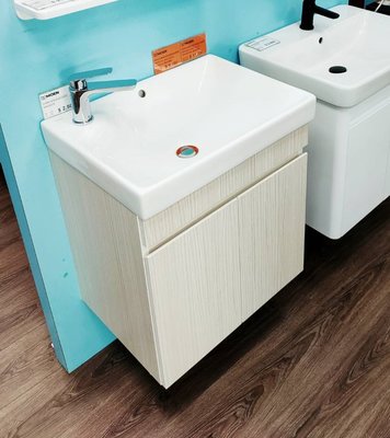 【洗樂適衛浴】附發票自取，美國MOEN摩恩衛浴56CM方型瓷盆SW51531+PVC發泡板雙門木紋浴櫃(不含龍頭)、現貨