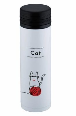 日本進口 好品質 貓咪喵喵保溫瓶保溫杯送禮禮物真空隔熱保溫瓶cat可愛動物水杯茶杯 4780c