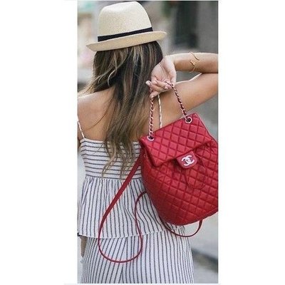 Chanel A91121 Backpack 小羊皮後背包 紅