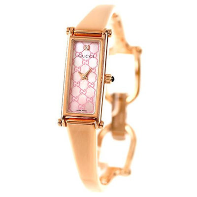 GUCCI YA015559 古馳 手錶 30×12mm 粉紅色面盤 玫瑰金不鏽鋼錶帶 女錶 手環錶