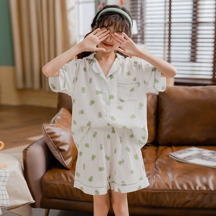 【TF5552】✿寶貝花園✿ 2021夏季新品 女童 中大童 純棉空調服 薄款睡衣 家居服 二件套 套裝