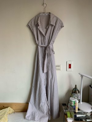 師大正韓店購入 氣質無袖條紋顯瘦襯衫洋裝