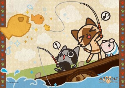 108-539 絕版108片日本進口拼圖．魔物獵人 艾路貓 釣魚