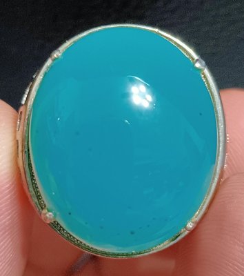 台灣藍寶40克拉，藍玉髓，925銀大戒指