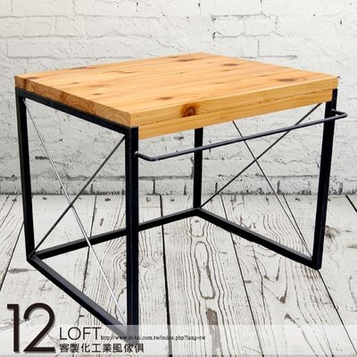 【12LOFT 工業風 客製化復古風傢俱】床頭櫃 置物桌 茶几桌 原木 層板櫃 黑鐵 仿古 鐵件【E-A101】