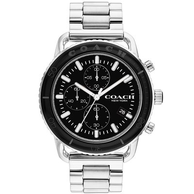 COACH   陶瓷錶圈計時手錶 男錶-44mm-CO14602593 黑