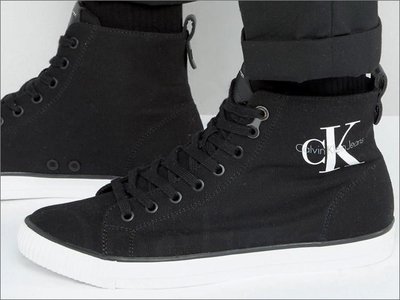 CK Calvin Klein 卡文克萊黑色 高筒帆布鞋 懶人鞋 休閒鞋 9.5號 10.5號 11號 愛Coach包包