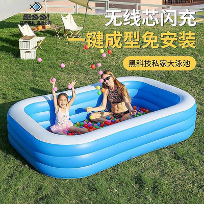 新款推薦 兒童充氣游泳池加厚大人泳池家庭戲水池小孩家用海洋球池寶寶泳池 可開發票