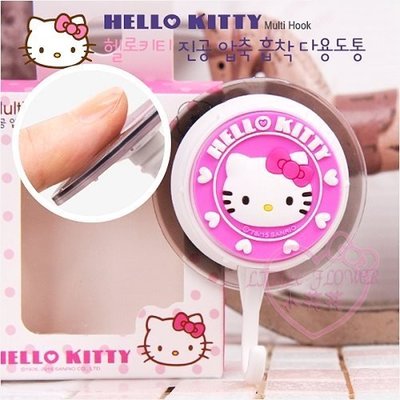 ♥小花凱蒂日本精品♥Hello Kitty 凱蒂貓 粉色 圓形造型 旋鈕吸盤式浴室掛勾 韓國製33205502