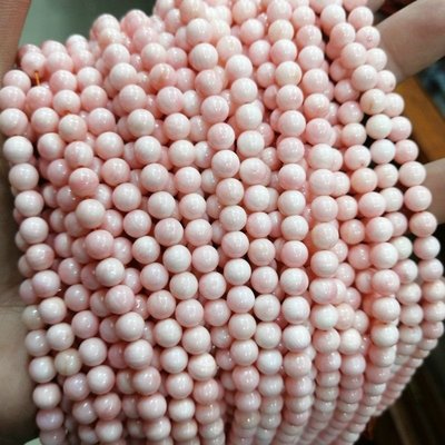 促銷打折 海竹珊瑚粉白圓珠6/7mm孩兒面散珠手鏈項鏈其它裝飾diy飾品配件