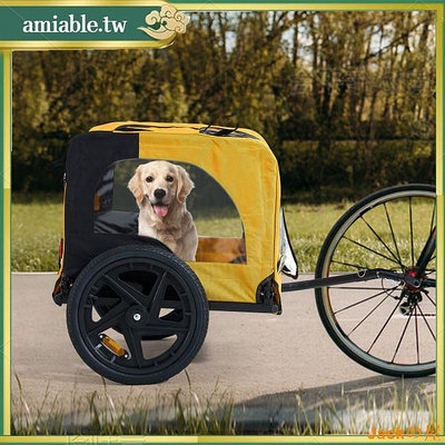 Jackの屋Ami 可折疊狗自行車拖車,帶 16 英寸車輪的寵物自行車拖車,容量高達 88 磅,內部皮帶,防滑