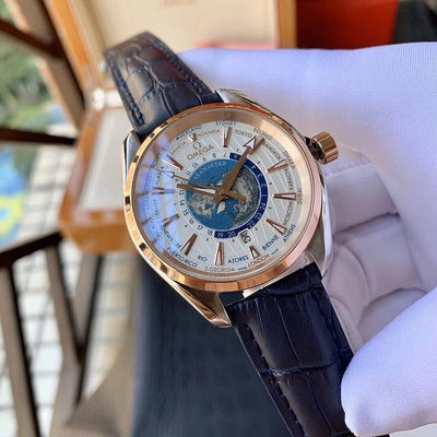 直購#歐米茄腕錶OMEGA Seamaster海馬系列 玫瑰金男錶Aqua Terra世界時腕錶直徑40mm