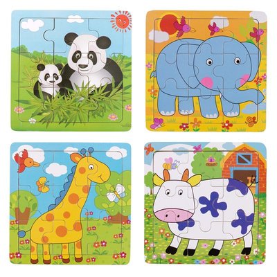 【新品上市】木質9/24片拼圖平圖幼兒童益智力玩具三3到6歲4動物2寶寶木制拼板#促銷
