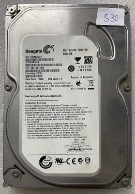 @淡水無國界@ 良品 希捷 Seagate 3.5 吋 硬碟 機械硬碟 500GB 硬碟 中古 已測試 編號: S30