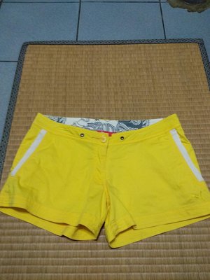 PUMA 黃色 短褲 運動褲 S 休閒褲 刺繡logo