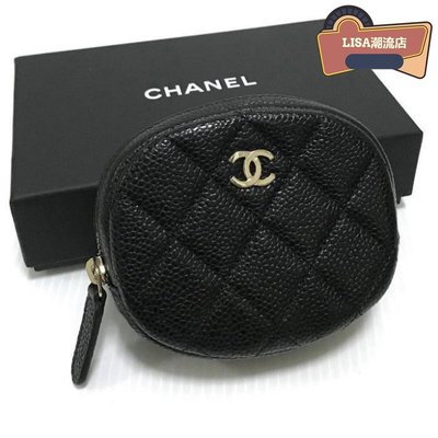 CHANEL 經典零錢包 黑色 荔枝 金鍊 圓形 零錢包 a68995