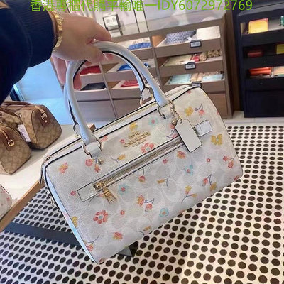 香港代購美國正品 Coach C8615 熱賣新款手掌紋防刮牛皮女生波士頓包 女士枕頭包 單肩斜挎手提女包 側背包 專櫃貨源