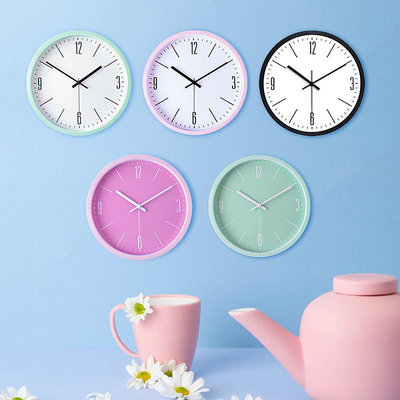 時鐘 北歐時尚馬卡龍掛鐘彩色壁掛時鐘創意可愛簡約小清新鐘錶
