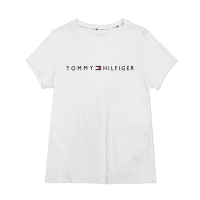 【TOMMY HILFIGER】【零碼L】女款短袖T恤胸印LOGO字白 F03190117-05