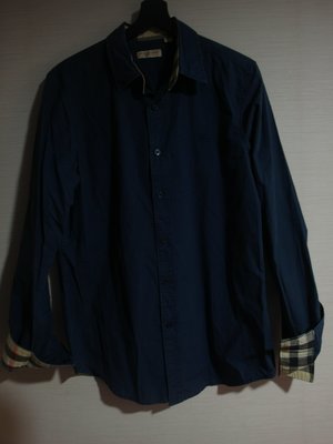 BURBERRY 深藍色長袖襯衫