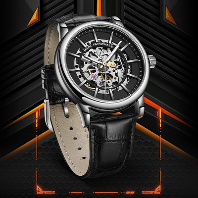 手錶男士 黑武士自動機械錶 夜光男生手錶 陀飛輪機械錶 商務男士腕錶 多功能機械男表