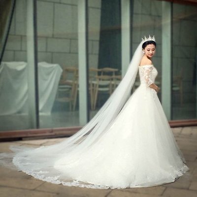 頭紗頭紗拍照道具 韓式簡約森系新娘雙層3米超長網紅拖尾頭紗旅拍婚紗-雙喜生活館