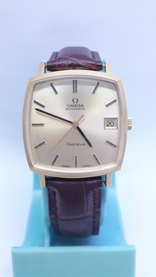 瑞士原裝OMEGA歐米茄,日期顯示,原裝龍頭,GENEVE日內瓦系列,包金自動上鍊機械錶