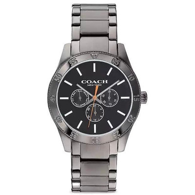 【美麗小舖】COACH 14602444 鐵灰色鋼錶帶 43mm 男錶 手錶 腕錶 三眼日期錶-全新真品現貨在台