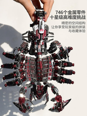 3D立體拼圖金屬拼裝模型紅魔戰蝎成年金屬機械高難度DIY手工-四通百貨