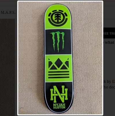 美國滑板英雄系列 Nyjah Huston x Monster Energy聯名稀有限量滑板板面吋正品Element