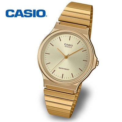 【金台鐘錶】CASIO卡西歐 經典圓形(中性風格)(金色)腕錶 復古懷舊風格 MQ-24G-9E