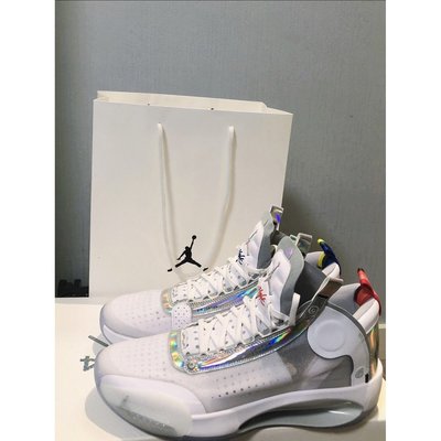 【正品】（情侶款）Air Jordan 34 “Whitelridescent” PF BQ3381-101 白鐳射潮鞋