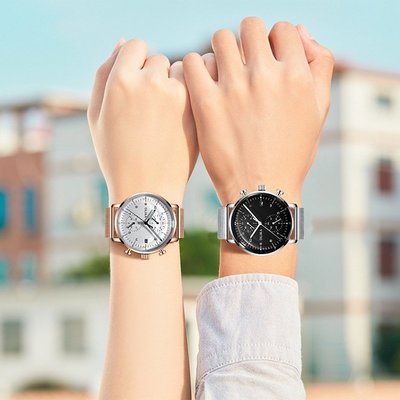 森尼3C-時尚休閒腕錶皮帶手錶情侶手錶韓式曲面屏防水石英表男女情侶石英手錶吸磁網帶情侶腕錶禮物-品質保證