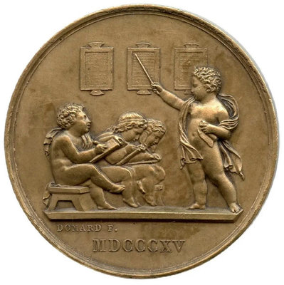 蒂克錢幣-法國1899年 初等教育 少見黃銅章 直徑41mm錢幣 收藏幣 紀念幣-1742