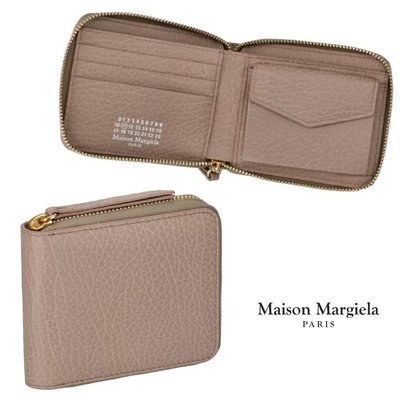 Maison Margiela（裸粉紅色）真皮拉鍊對開短夾 有零錢口袋 皮夾 錢包 中性款｜100%全新正品
