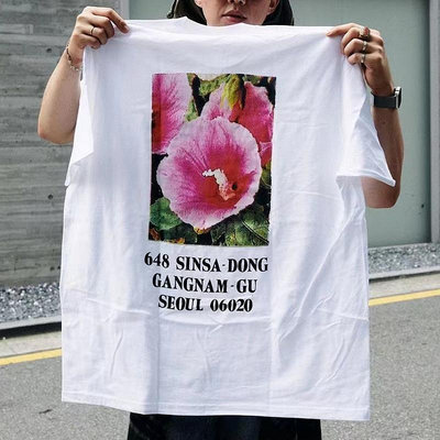 【Japan潮牌館】23FW首爾限定 木槿花Box Logo花卉字母印花圓領短袖T恤
