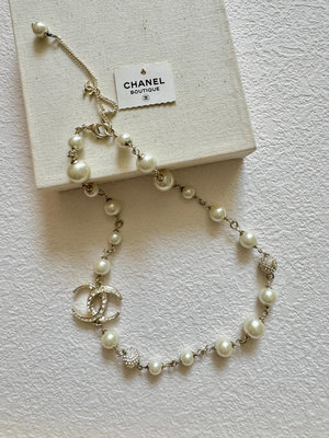 Chanel vintage香奈兒中古單層滿鉆球球珍珠項鍊毛衣鍊