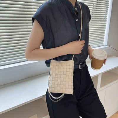 單肩包韓版包包小眾設計單肩包2023新款編織小方包時尚簡約手機包