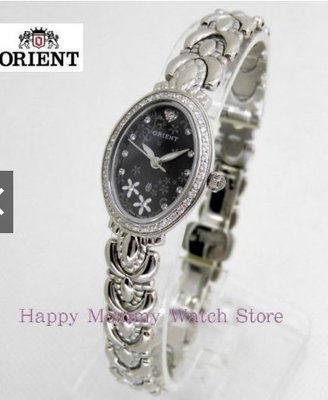 【幸福媽咪】網路購物、門市服務 ORIENT 東方錶 公司貨 橢圓型 秘密花園晶鑽女錶 黑面 型號:HM51H83S