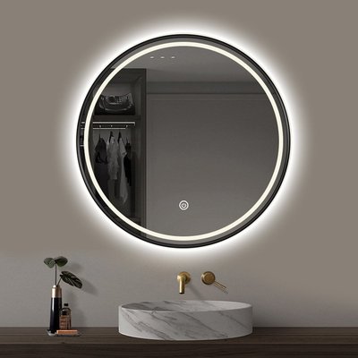 圓鏡LED浴室鏡防霧化妝燈鏡洗手間衛生間鏡子壁掛式 現貨 自行安裝