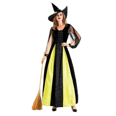 易匯空間 新款萬聖節成人女巫服裝恐怖巫婆COS服裝女巫僵屍服飾巫婆套裝COS1444