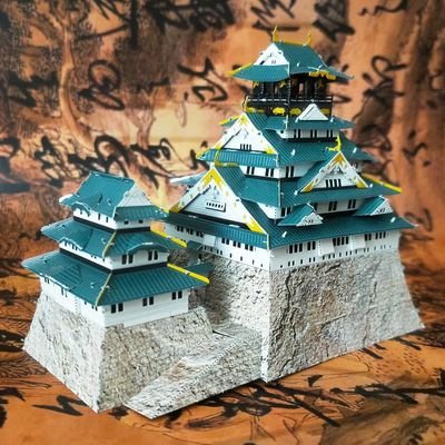 金屬DIY拼裝模型 3D立體拼圖模型 大阪城-彩色