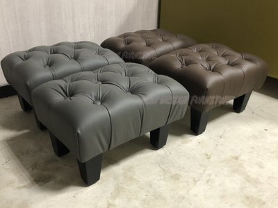 【N D Furniture】台南在地家具-高質感法式拉釦牛皮腳凳/牛皮腳椅/牛皮沙發/羅蘭沙發(訂色兩顆起訂)