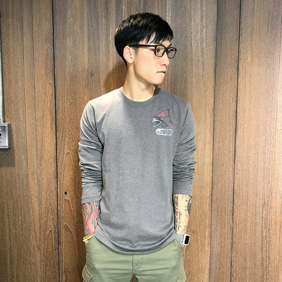 美國百分百【Abercrombie & Fitch】長袖T恤 AF T-shirt 麋鹿 鳥 麻灰 有大尺碼 AP83