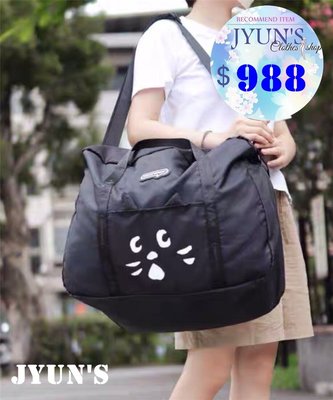 JYUN'S 日本新款驚訝貓咪net輕便可折疊防水牛津布購物袋大容量旅行健身包大包旅行袋1色預購