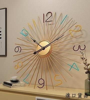 現貨歐式 創意造型時鐘牆鐘藝術時尚金色牆面鐘大時鐘 金屬藝術掛鐘 靜音鐘裝飾鐘擺飾可開發票